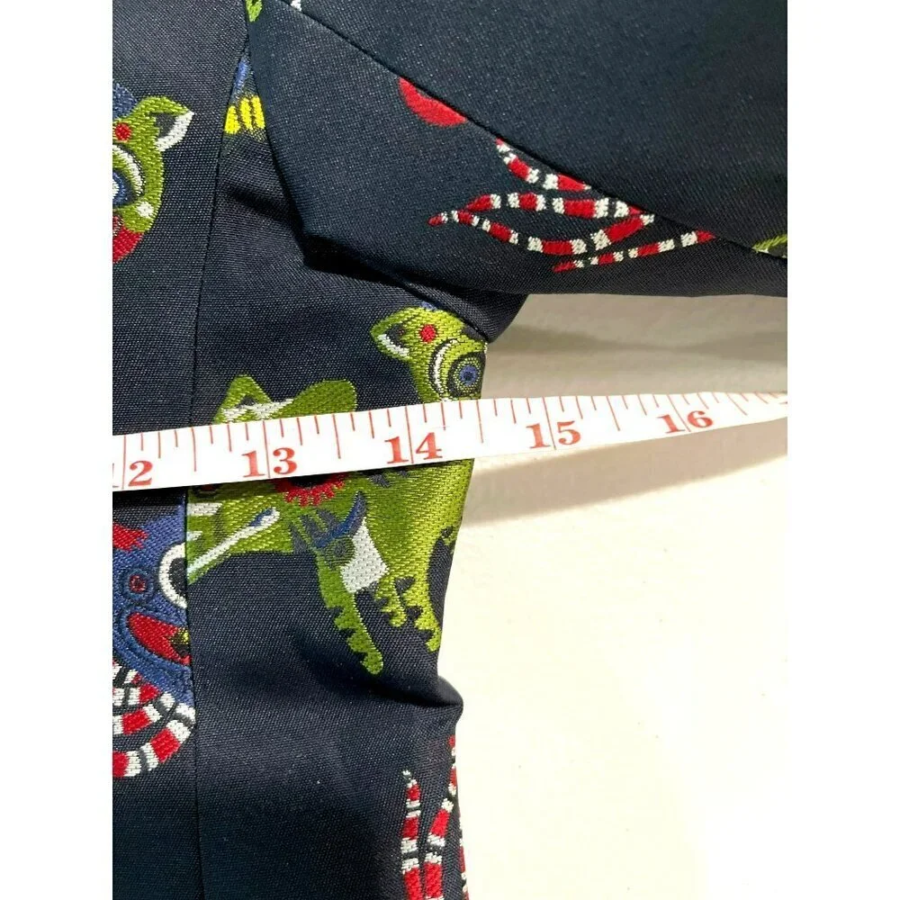 New Gucci $1065 Kids Navy Printed Celebrity Blazer Suit Jacket Size 8